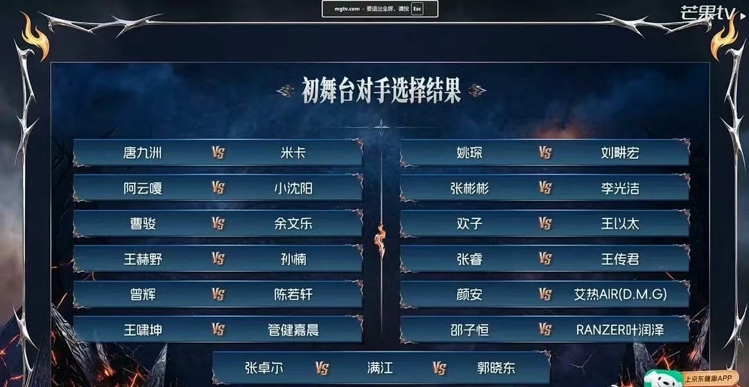 披哥初舞台对手阵容披哥初舞台对手选择 披哥初舞台分组PK：第一组：唐九洲 VS米
