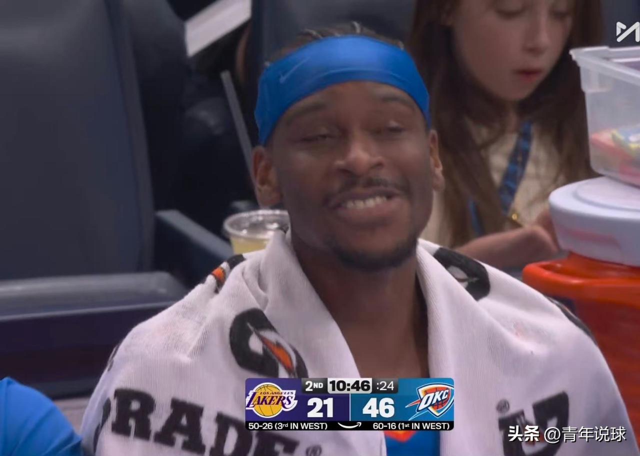 亚历山大笑容意味深长！

今天，雷霆队坐镇主场迎战近期状态火热的湖人队，两大MV