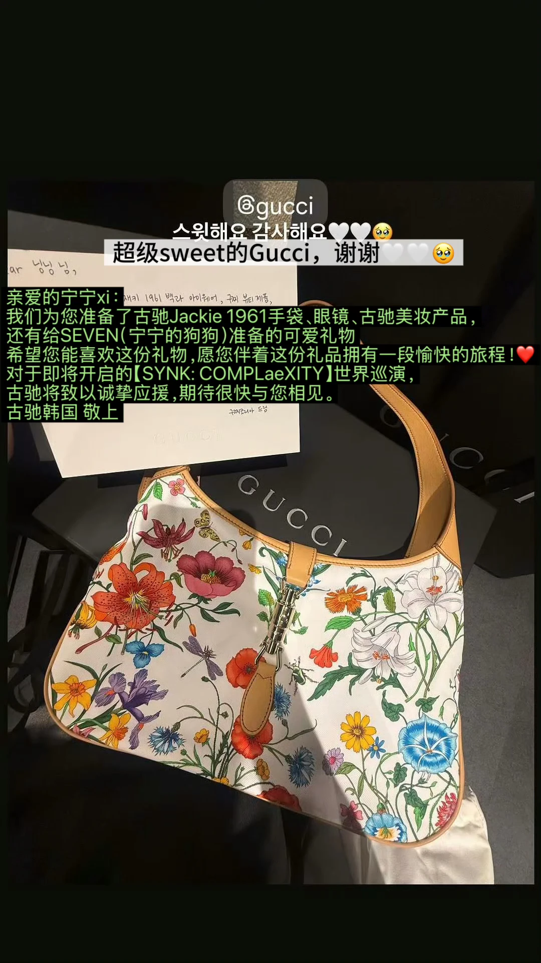 Gucci又给宁宁送东西了，这次连狗狗也有礼物