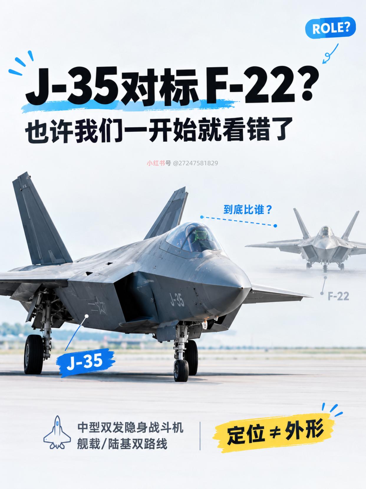 歼-35对标F-22？双发布局暴露真实野心！
J-35究竟对标谁？双发布局暴露了