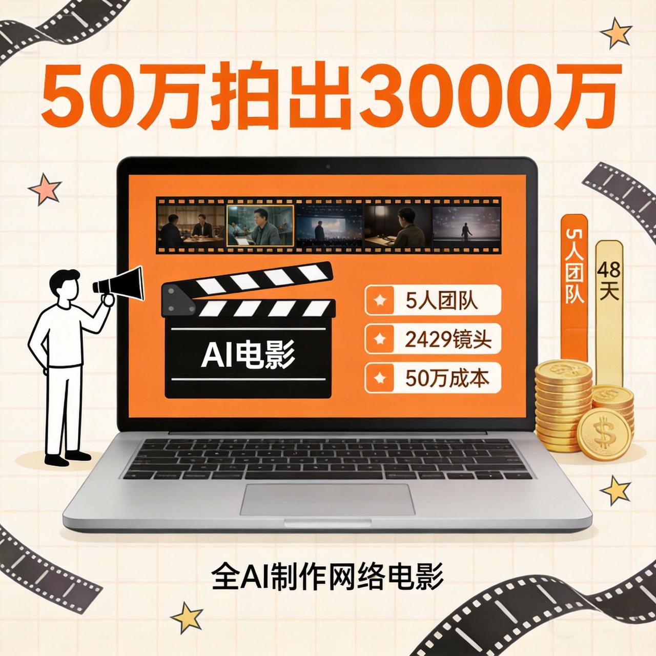 全AI网络电影《热血大陈岛》上线：5人48天2429镜头，50万干了3000万的