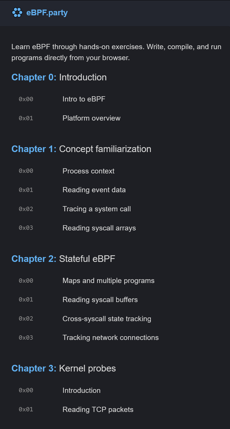 ebpf.party/一个ebpf教程。 