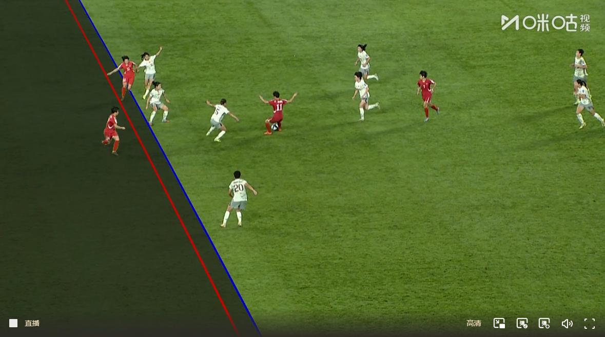 惊险！中国女足被2比2扳平，还好对手先越位。
小组赛最后一轮，为了抢小组第一名，