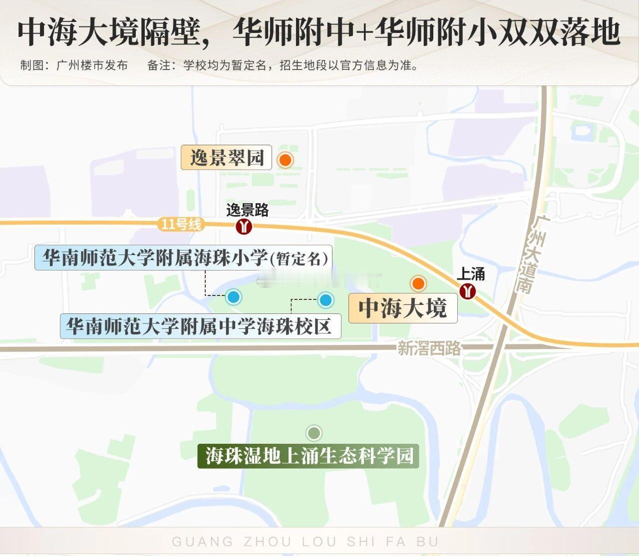 半个月不到，海珠新中轴连落华师系两所公办名校！最近，海珠区教育局、华师、华师附小