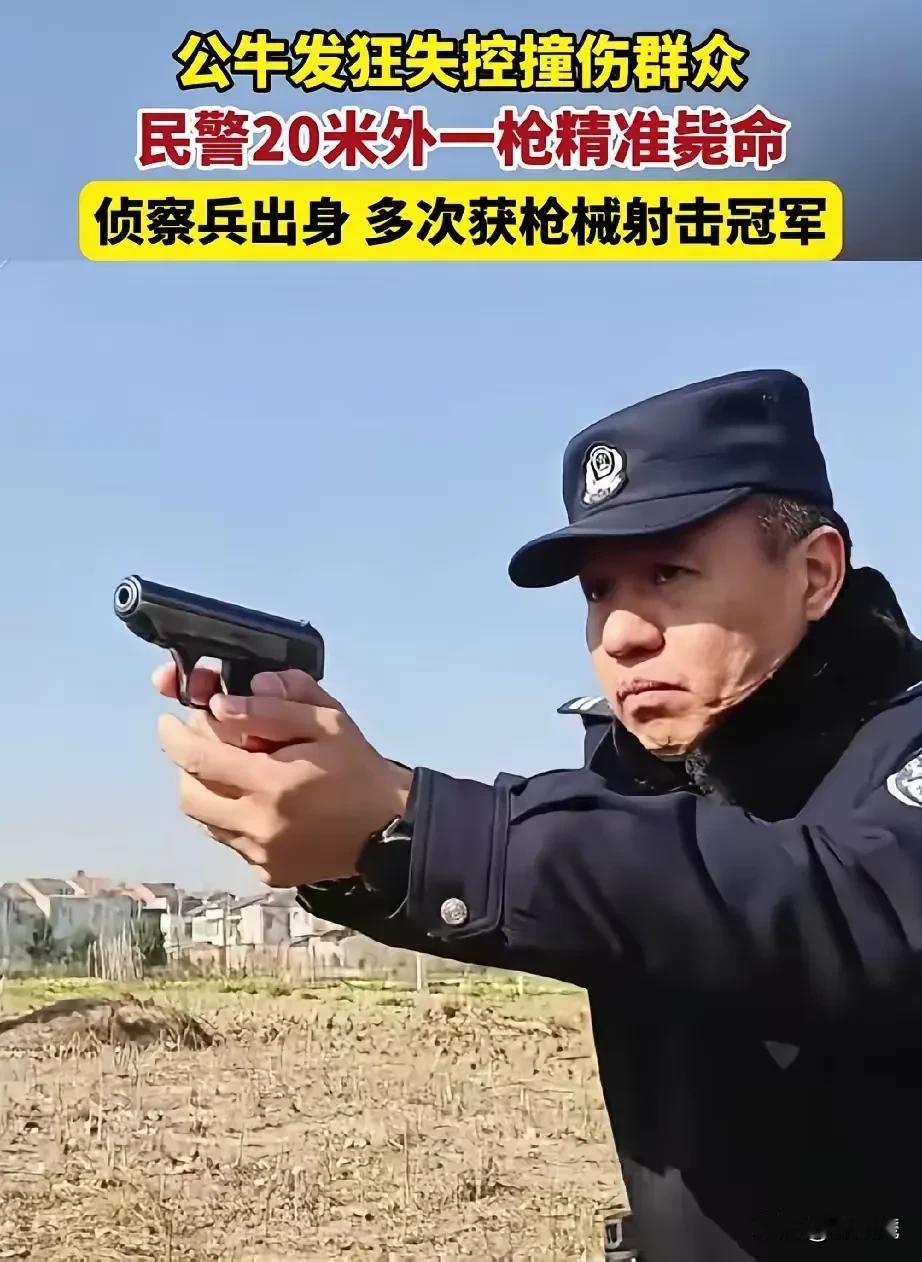 这绝对是神枪手。警用手枪瞄具出厂归零50米，就是说只有50米才可以直接瞄准靶心，