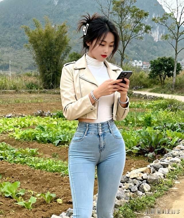 分享街拍长腿宽脚牛仔裤美女穿搭