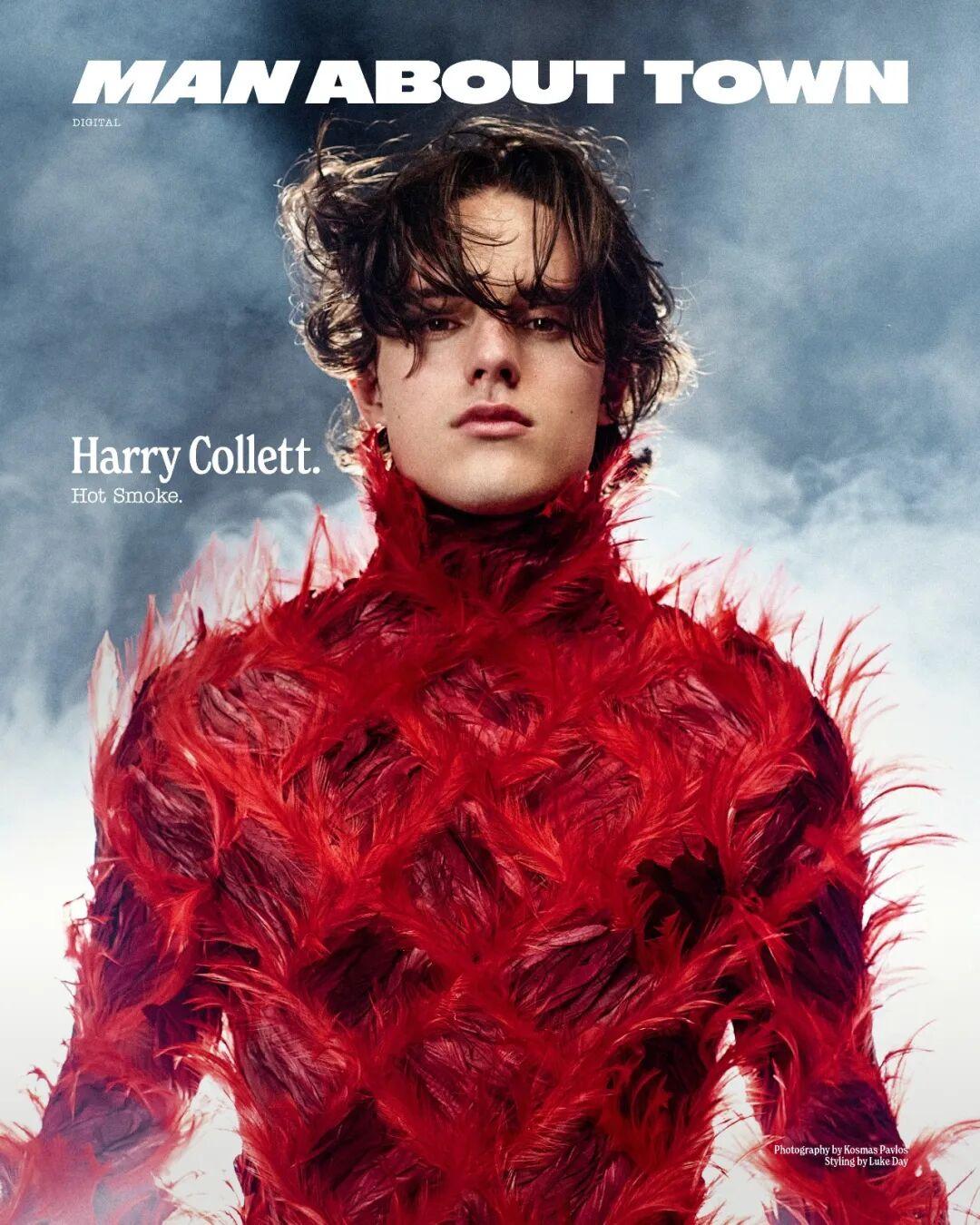 最近，英国演员Harry Collett以一身极具戏剧张力的造型，强势登上知名男