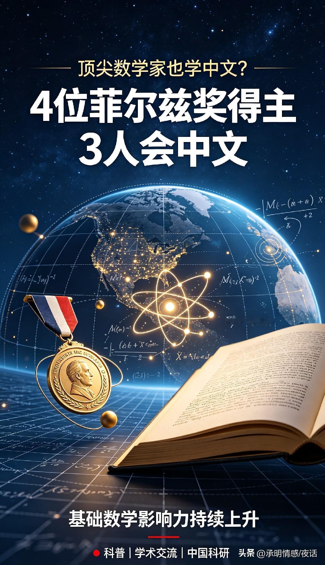 四位菲尔兹奖得主三人懂中文。

创造历史！本届4位菲尔兹奖得主，居然有3人能流利