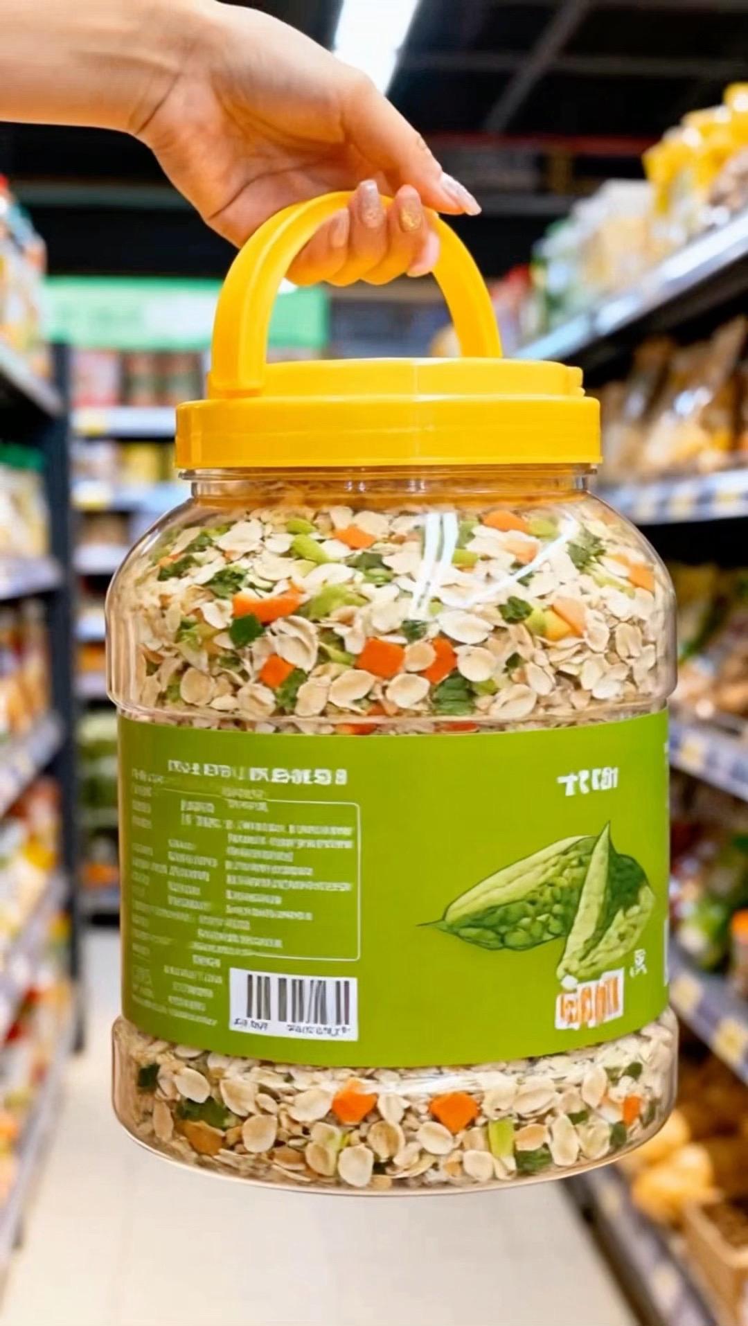 满满一桶足足1千克大容量，搭配苦瓜芹菜葛根多种谷物配料，不添加蔗糖，免...