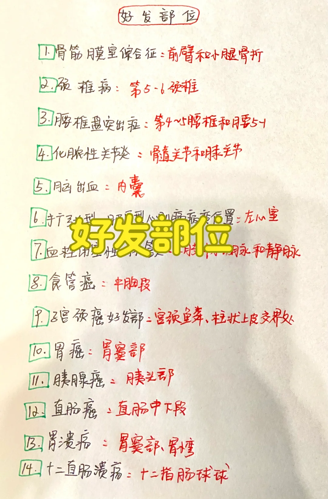 疾病好发部位