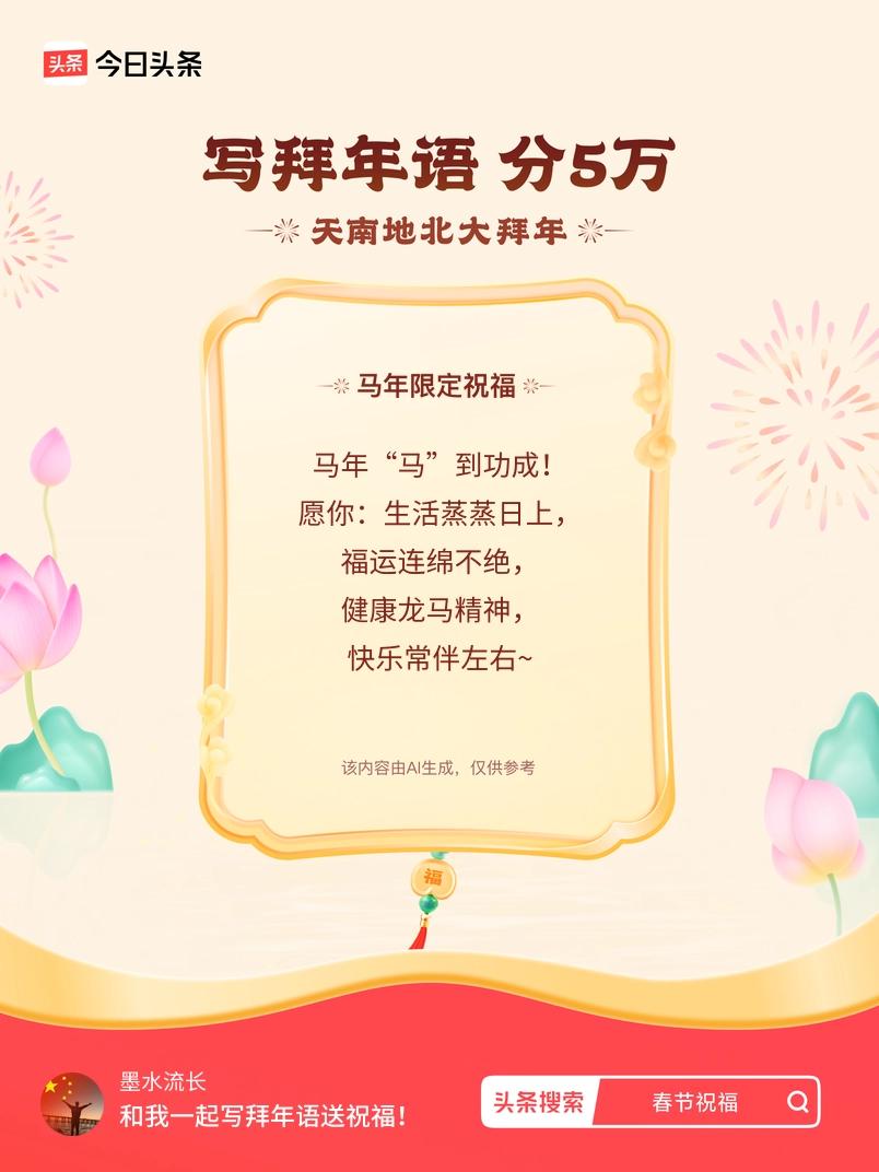 写拜年语送祝福新春拜年送祝福！我的祝福是：“马年“马”到功成！愿你：生活蒸蒸日上