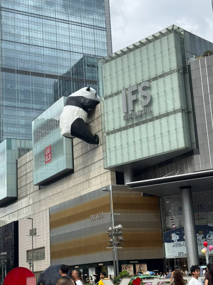 春熙路这下面 我后面一个泰国人旅游团叽里咕噜在拍照