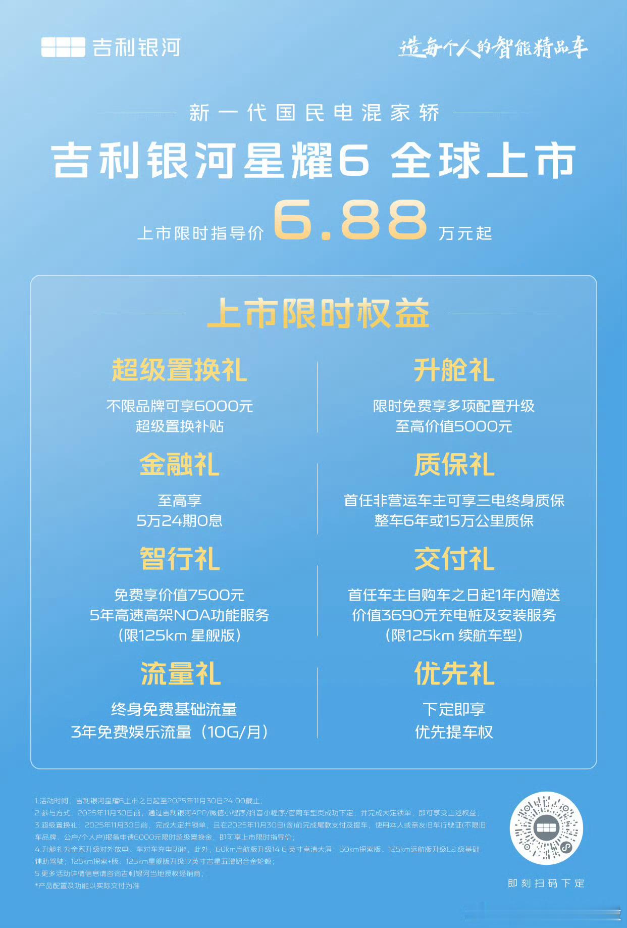 吉利银河星耀6 来了全球上市上市限时指导价6.88万元起，真的很有诚意了目前有8