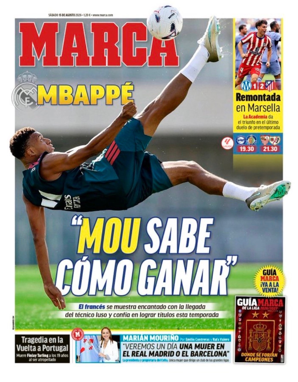 MARCA 封面：“穆帅知道怎么赢”姆巴佩对穆里尼奥的到来很开心，并相信本赛季皇