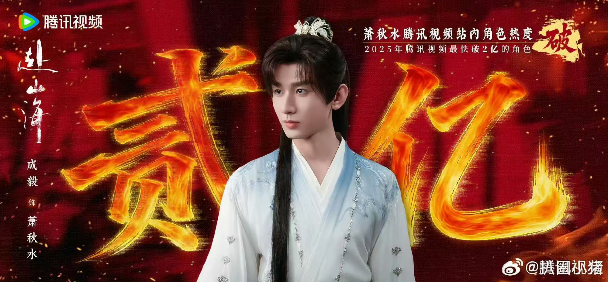 成毅萧秋水角色热度破两亿 ​​​谁懂这个成毅有多牛！！！上映一天角色热度就突破2