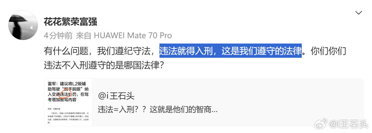 “违法就得入刑，这是我们遵守的法律”请问这是哪国法律？ 