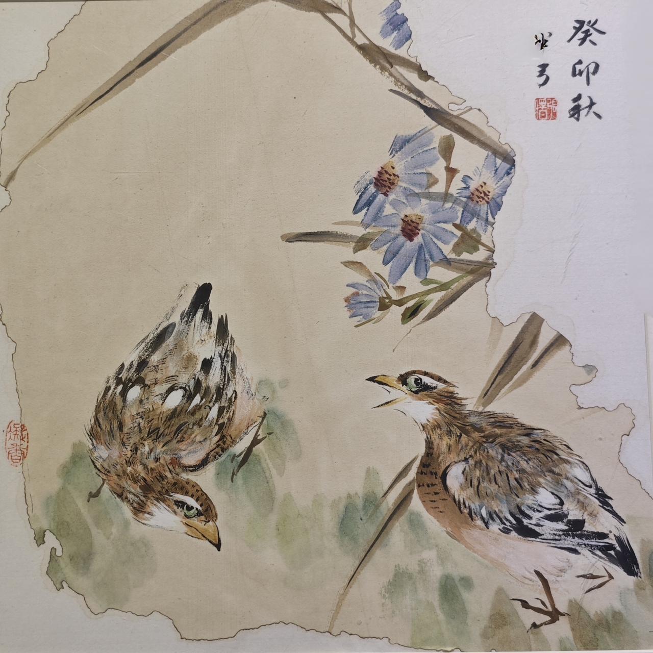 “五一”假期，在上海嘉定文化馆，遇见几幅画家张曙的花鸟小画。
 
花鸟小画多为小