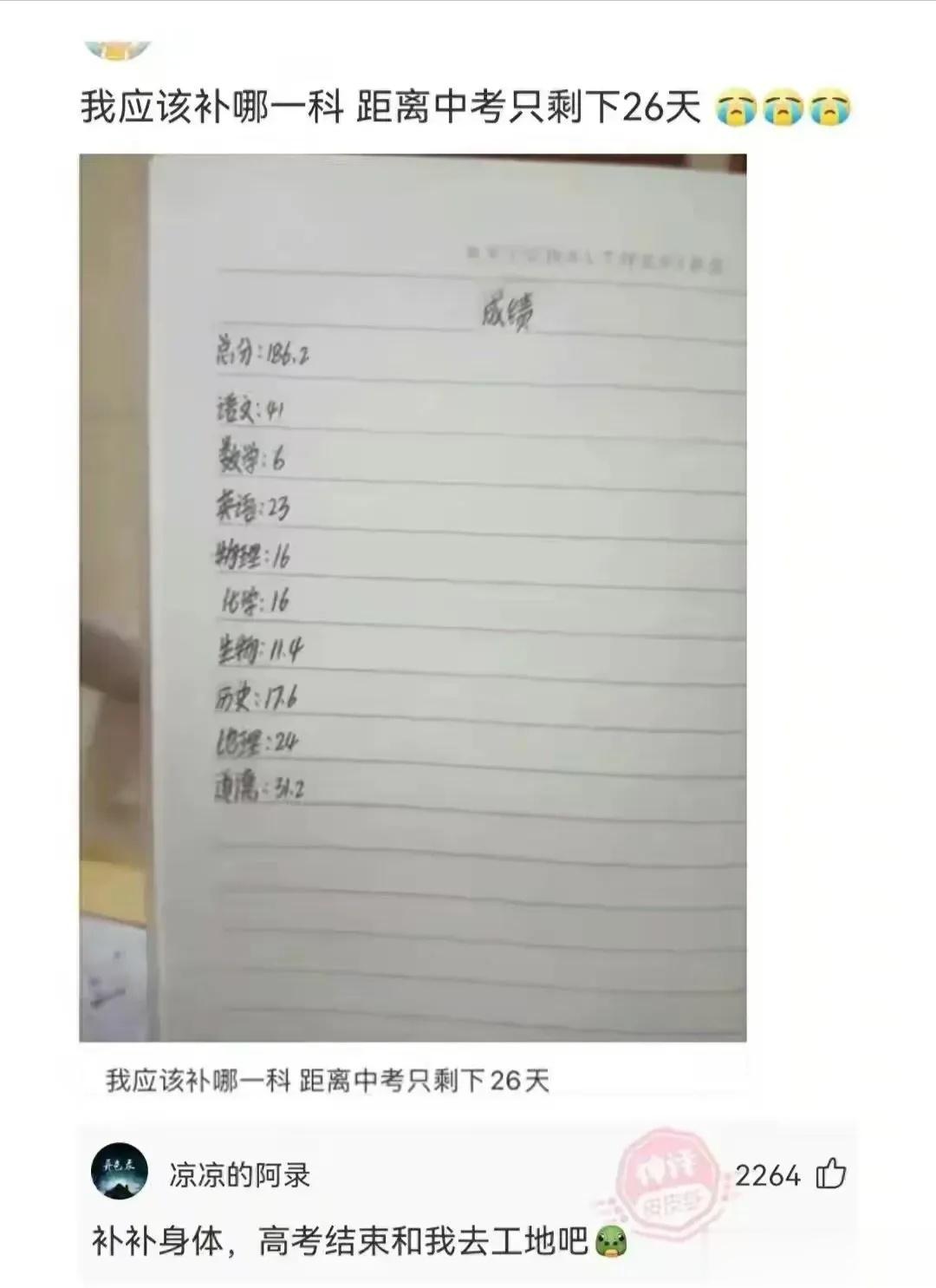 这成绩，应该补哪一科？ ​​​