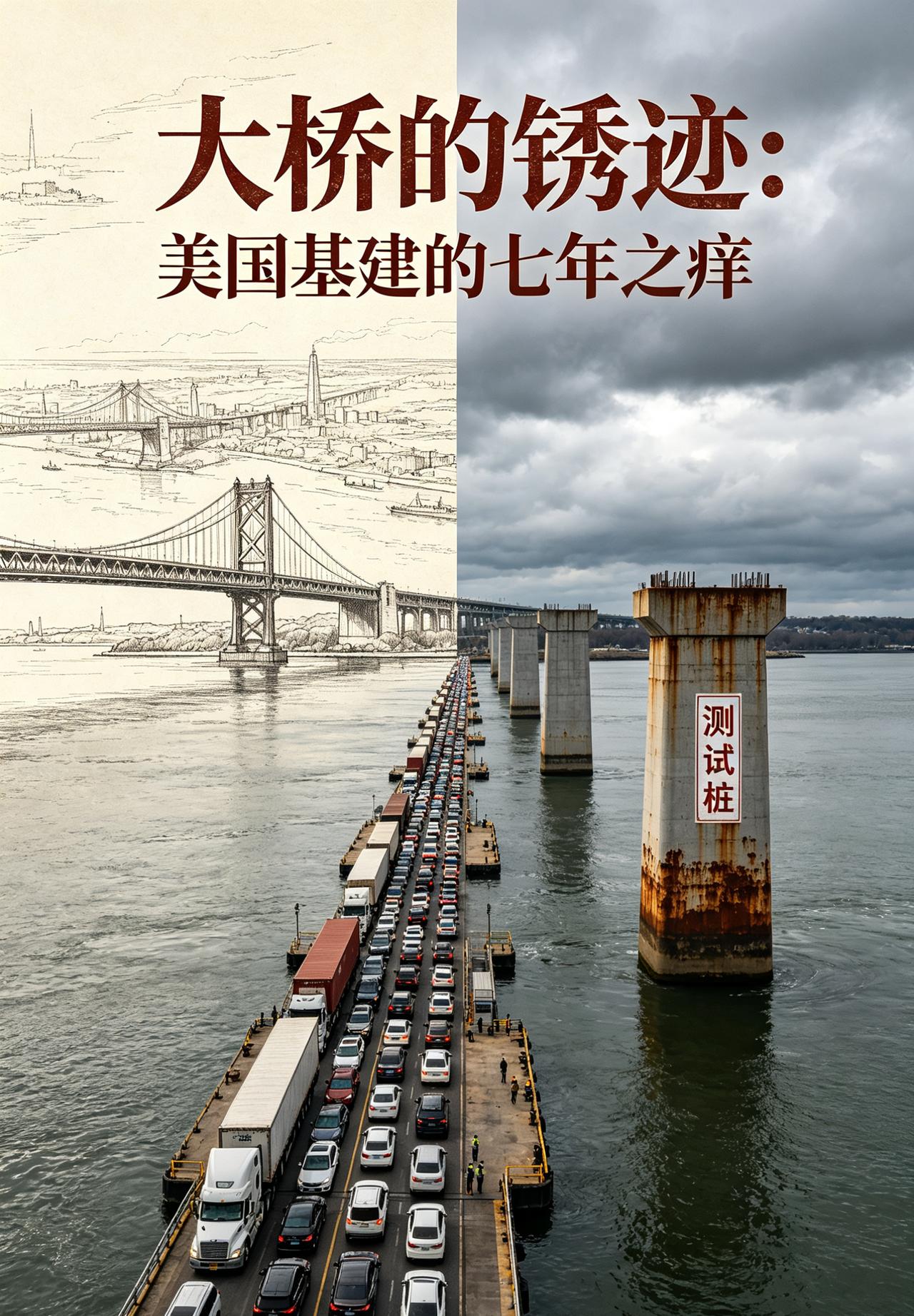 你敢信，美国2024年被撞断的马里兰大桥，搞了两年多，什么都没建，就搞了一个测试
