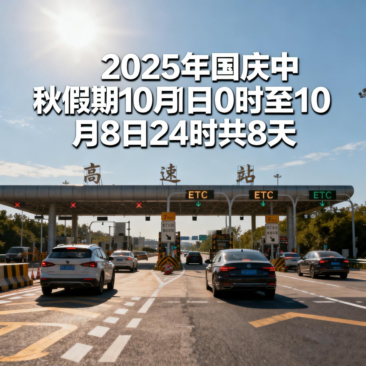 - 全国高速对7座及以下小型客车免费通行：2025年国庆中秋假期为10月1日0时