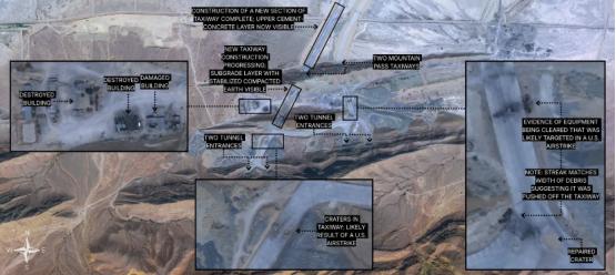 商业卫星拍到画面，伊朗依山修建的“鹰44”地下空军基地正在加紧抢修，为新一轮对抗