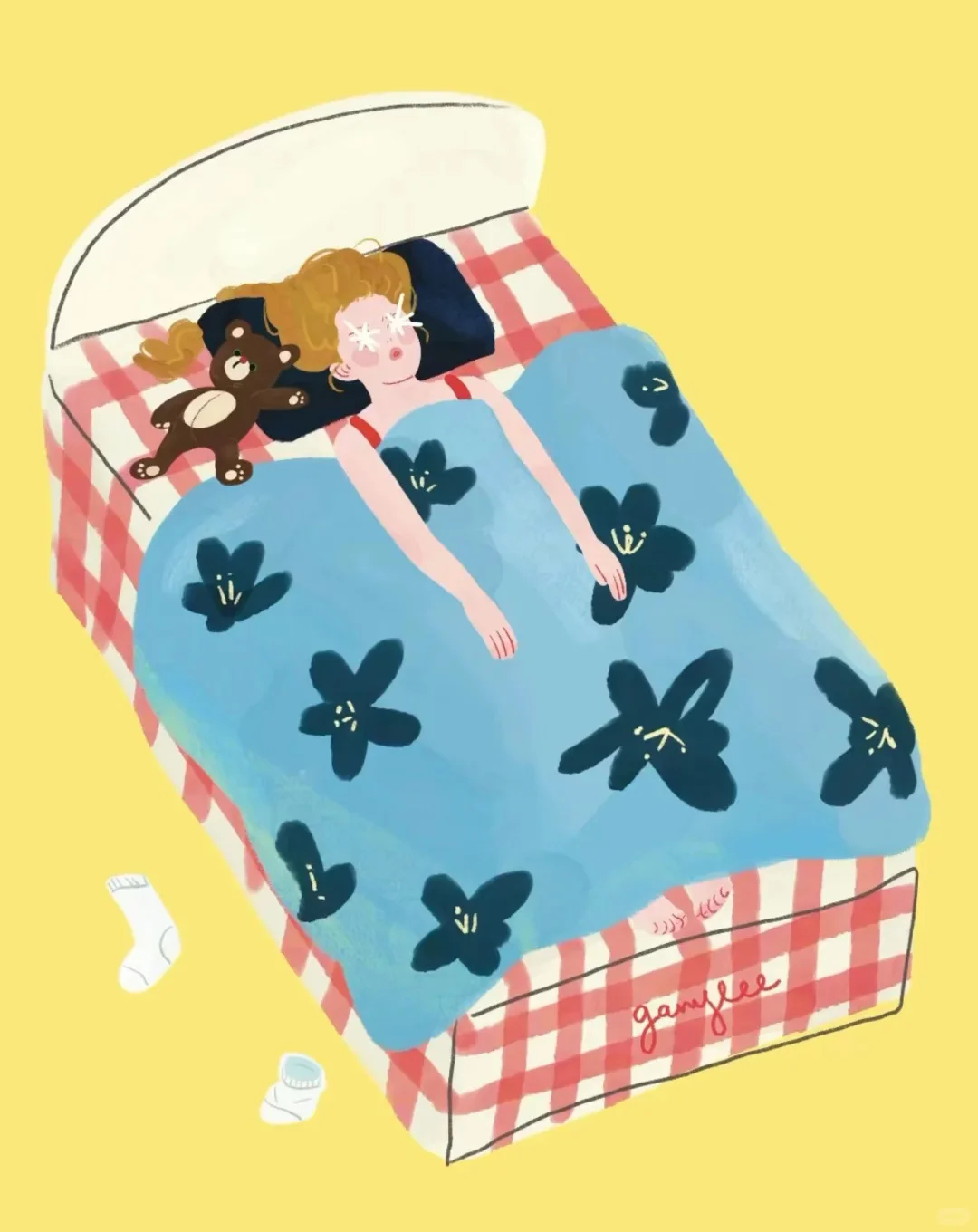 韩国插画师Gany Le擅长用大胆的撞色来描绘轻松的日常，明快的色调，让人想起夏