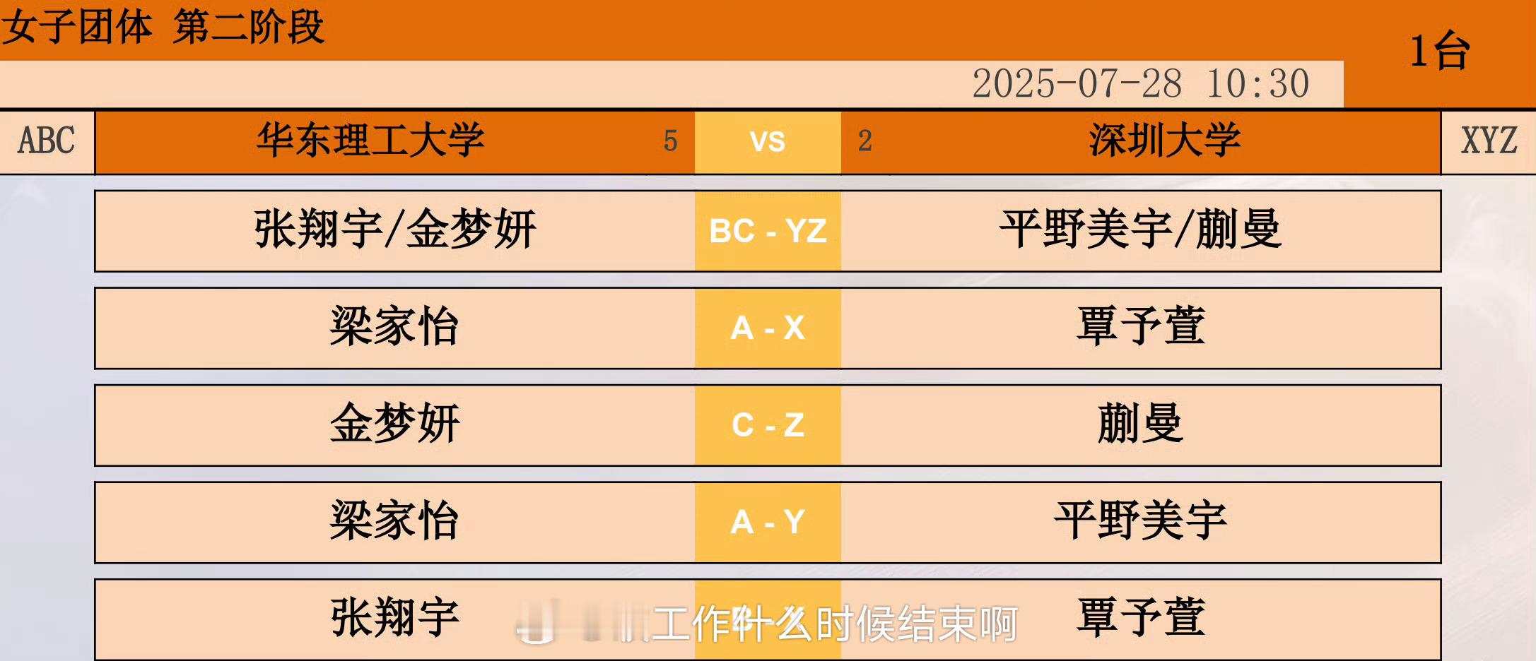 📢深圳大学vs华东理工大学 📍【2025乒超联赛】第二阶段 厦门站✍️深圳大