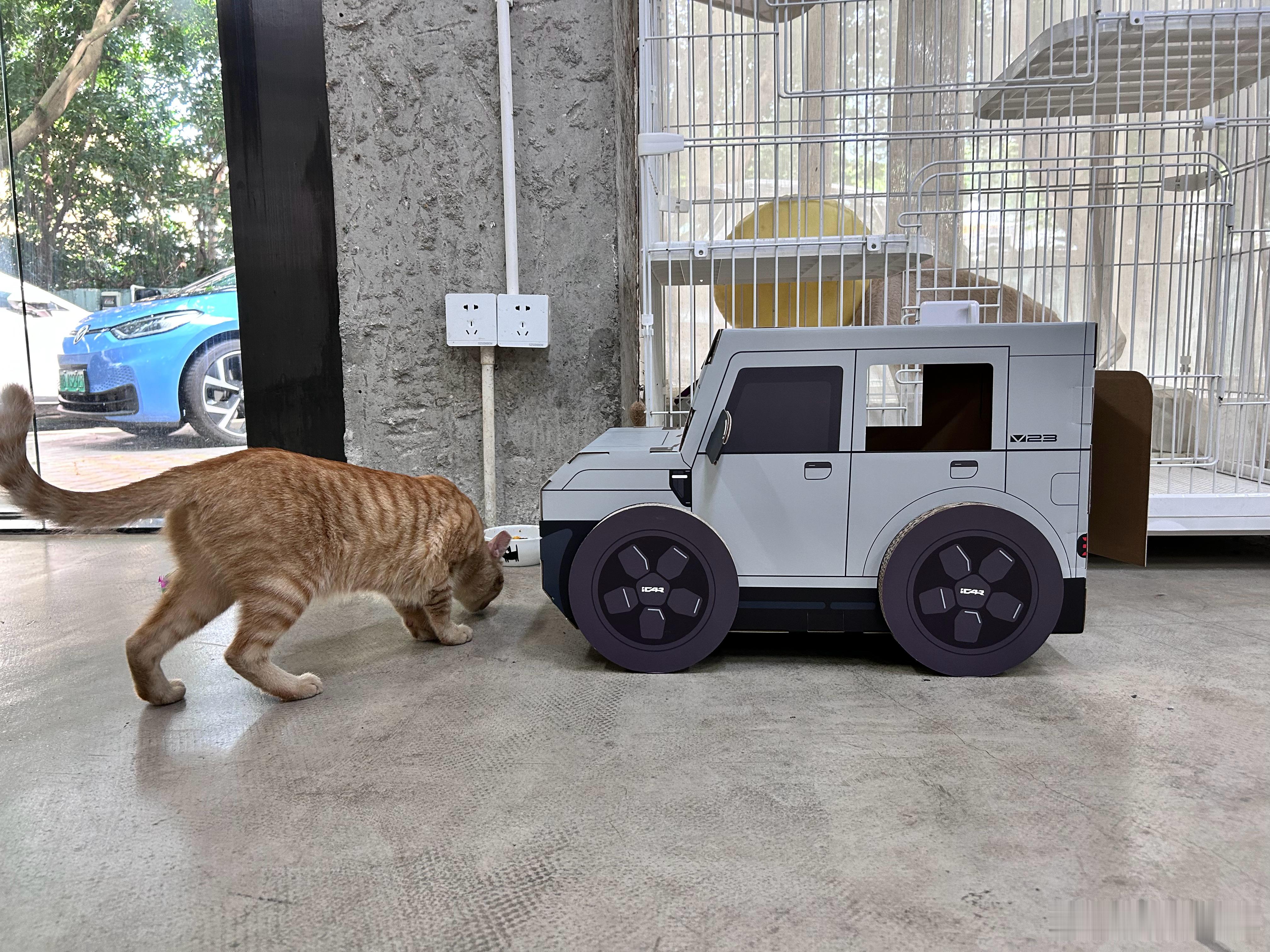 我司小橘排面了，全球首试 iCar V23，可以看出它很喜欢这个房车。#新能源汽