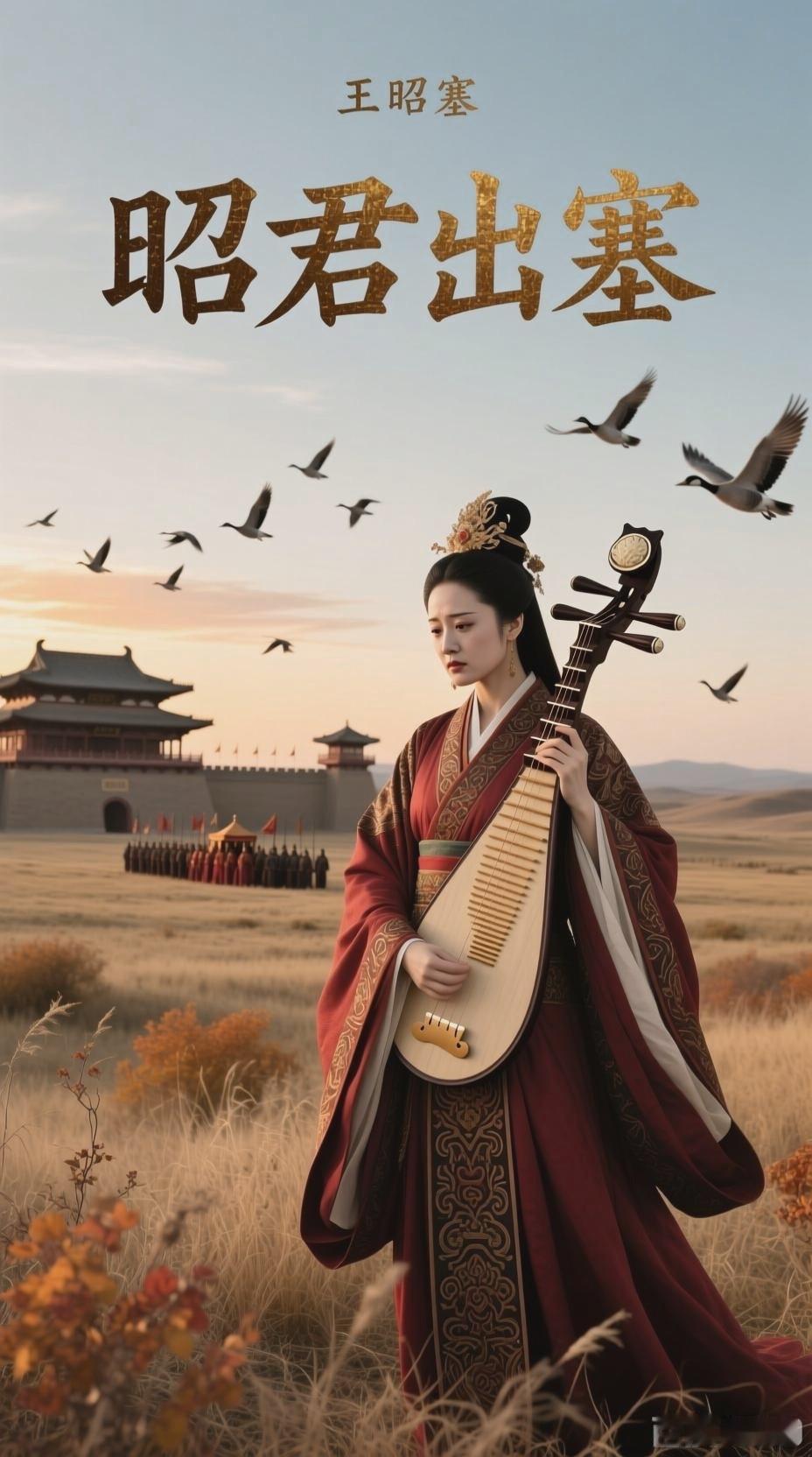 汉元帝时，王昭君拒贿画工远嫁匈奴，以民女之身主动担和亲使命。她不困于深宫虚度，以
