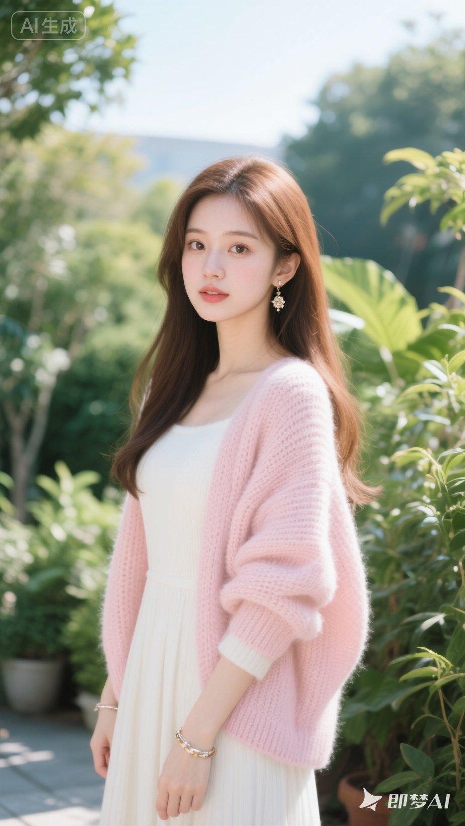 温柔粉色毛衣，清新自然，少女心满满！🌸💕