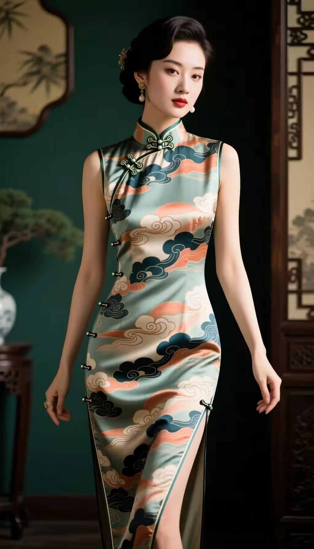 塞鸿秋·品味旗袍
旗袍韵里风姿俏，
盘扣似篆添精妙。
开衩若浪情波绕，
绣纹如句