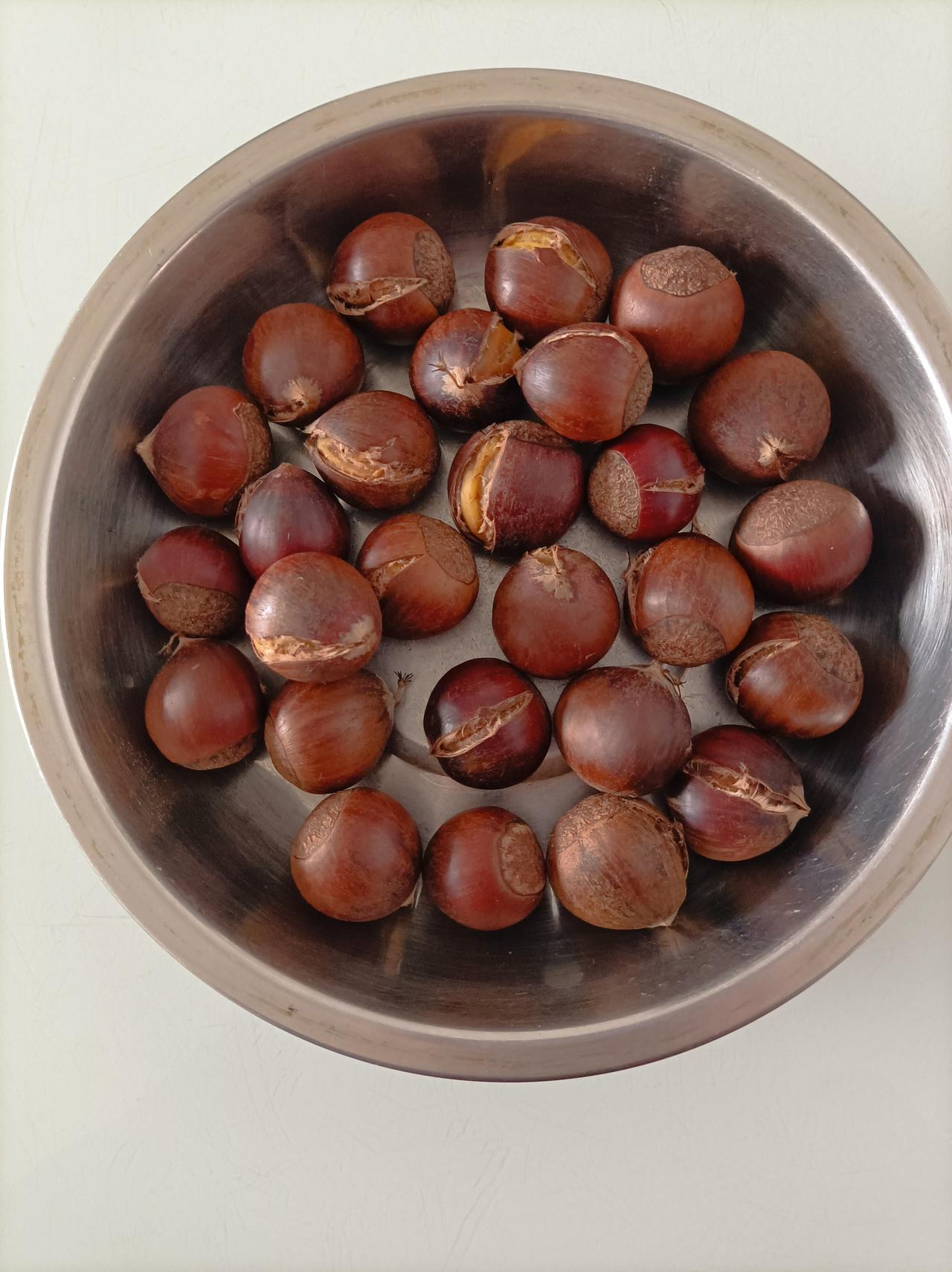 晒出我的今日美食我儿子拿回来的锥栗，个头很大，也很新鲜，也好吃，这个就是太难剥了