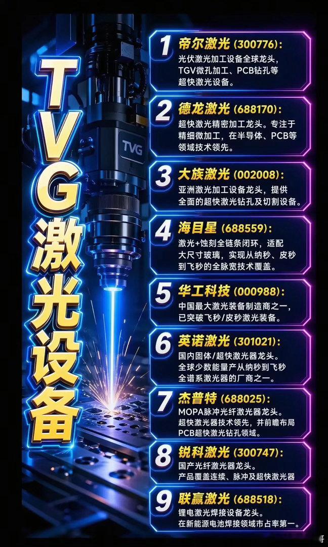 TGV玻璃基板产业爆发！9大超快激光设备龙头深度梳理，谁抢占先进封装设备先机？随