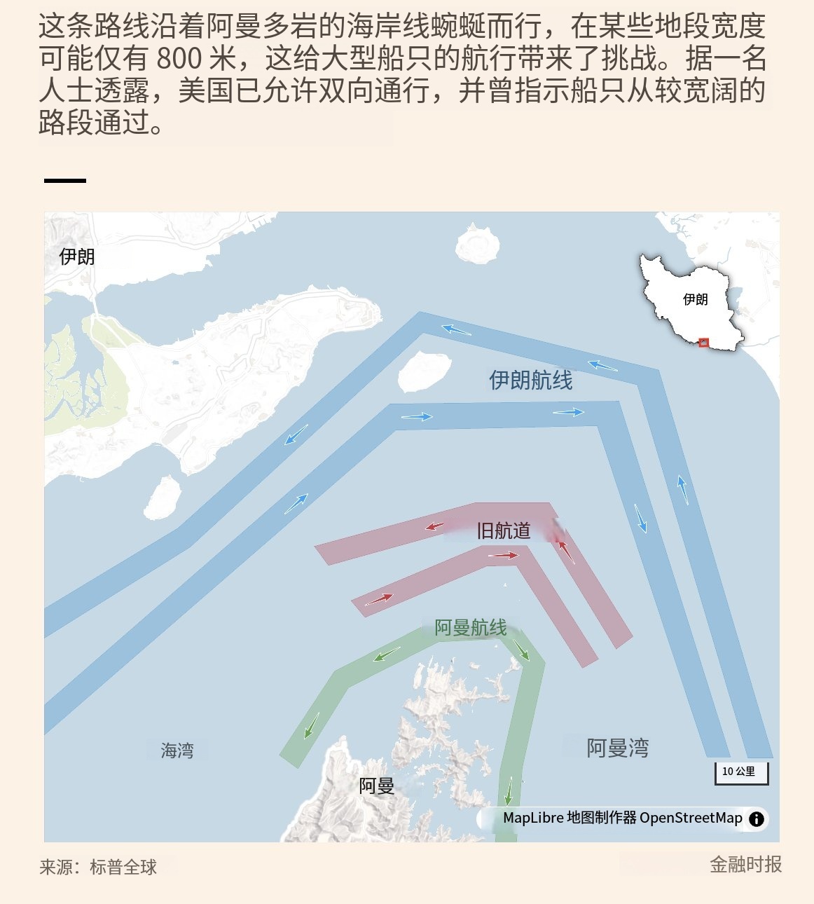 这是霍尔木兹海峡的现状。中间的传统航道没船敢走了，向伊朗交钱的走北航道，接受美国