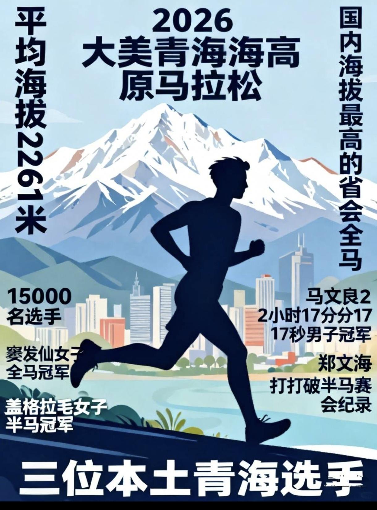 高原对决！2026大美青海高原马拉松圆满收官！
平均海拔2261米，国内海拔最高
