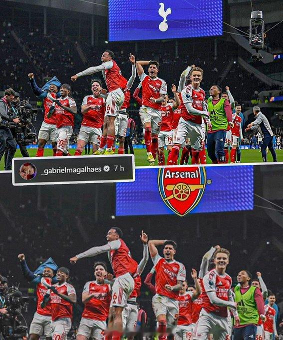 加布里埃尔在Ins上把阿森纳的队徽盖在了托特纳姆热刺的队徽上🤣 英超联赛 阿森