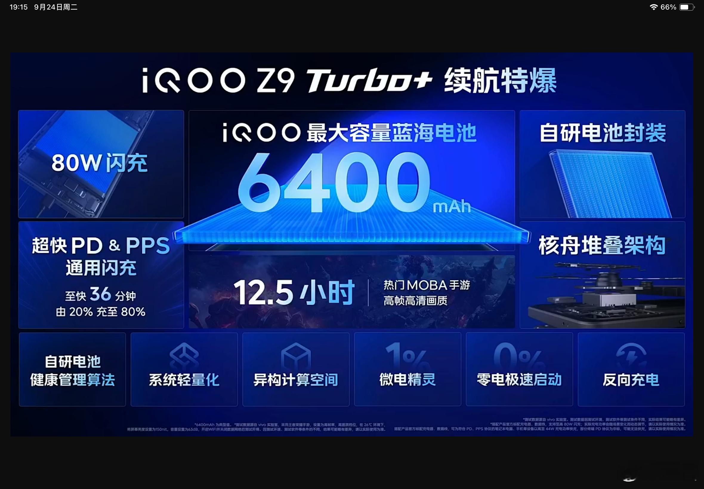 续航方面，iQOO Z9 Turbo+刷新了iQOO史上蓝海电池的最大容量，达到