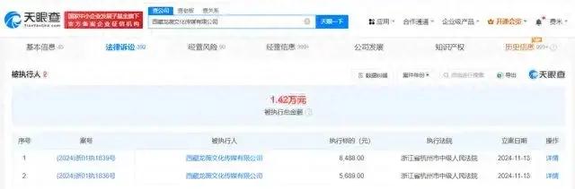赵薇 被强制执行
赵薇及其公司西藏龙薇文化传媒有限责任公司，连同祥源文旅（股票代