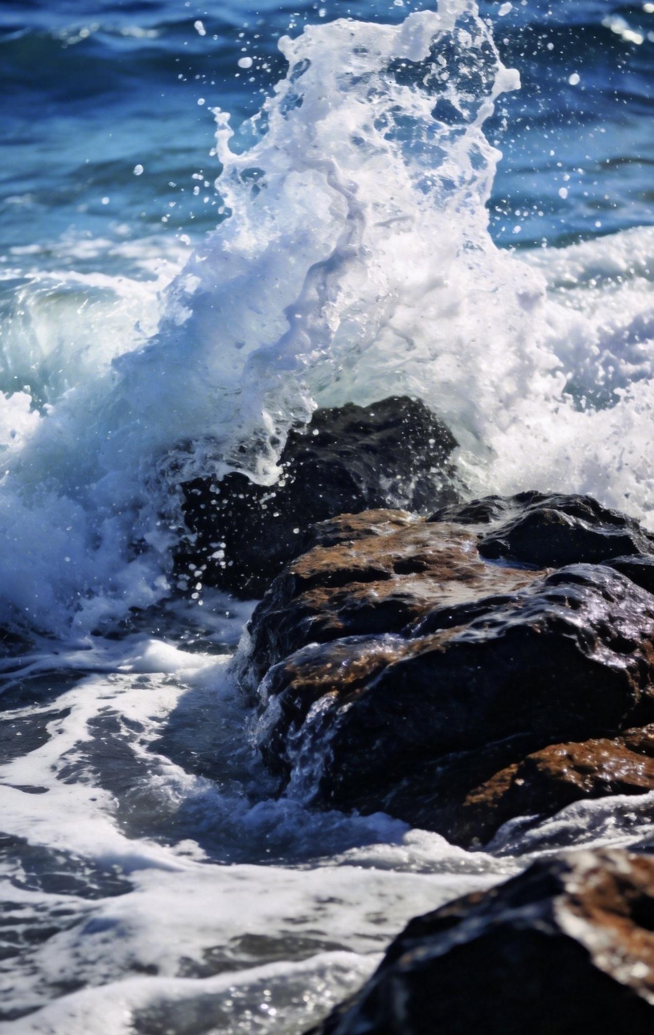 精美壁纸（713）🌈
📝辽阔海面狂风翻涌，汹涌巨浪狠狠撞向海湾黑褐色礁石。浪