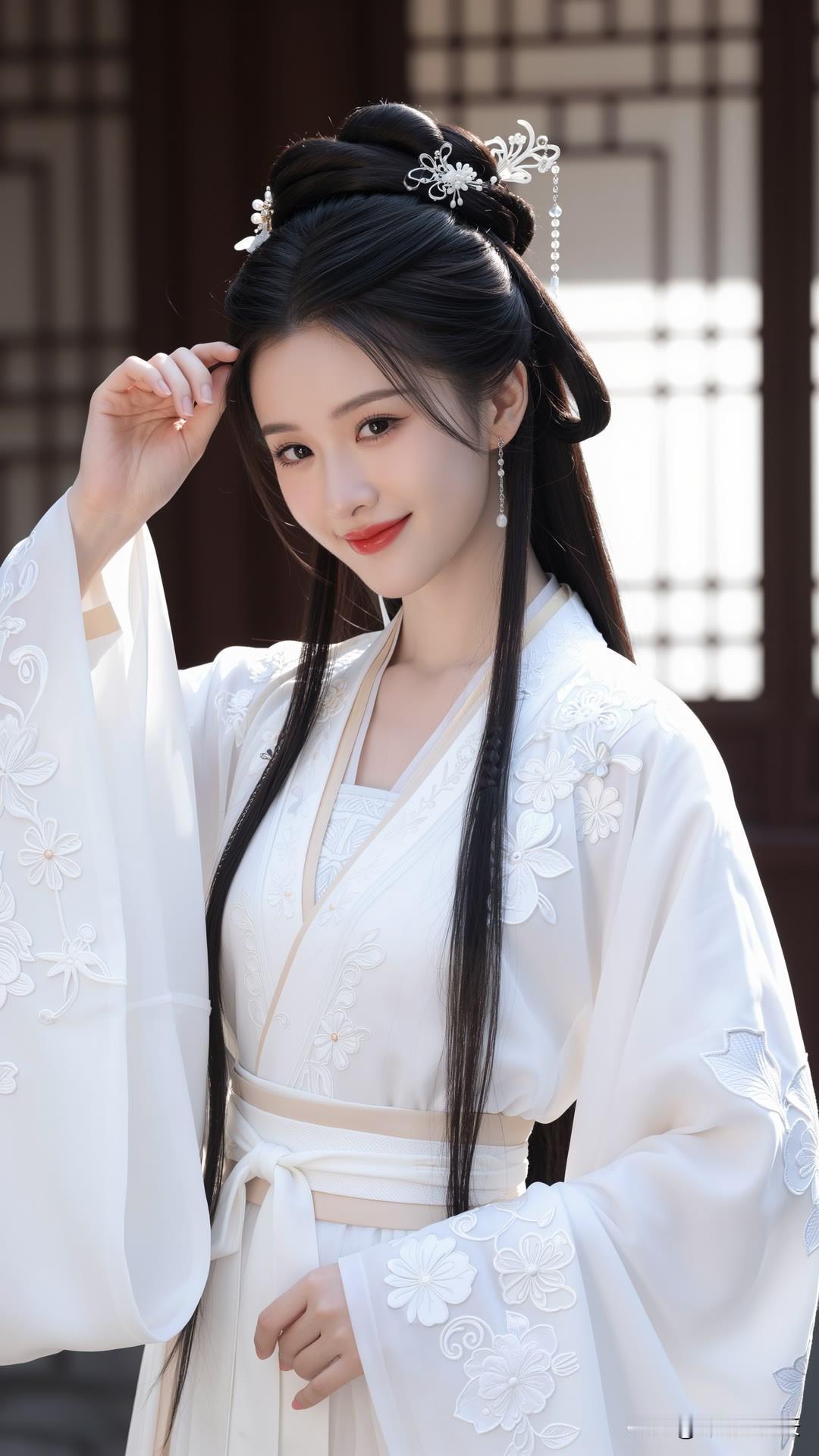  这组白衣汉服，像不像仙侠剧里清冷又温柔的女主？美女人像群 高清美女 高雅气质美