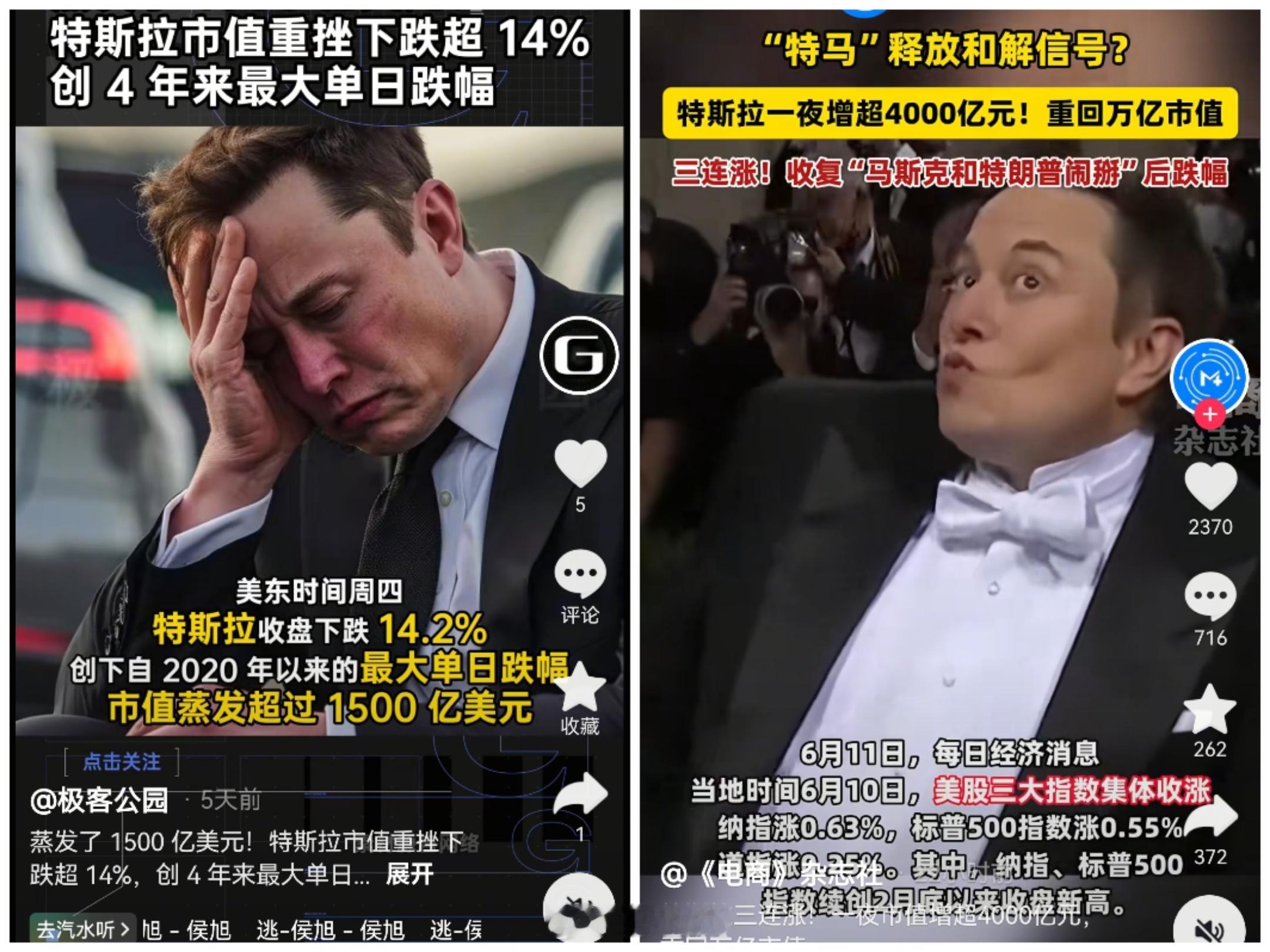 特朗普说不怪马斯克但对其失望 假如你在两人决裂、特斯拉股价暴跌那天抄底特斯拉，现
