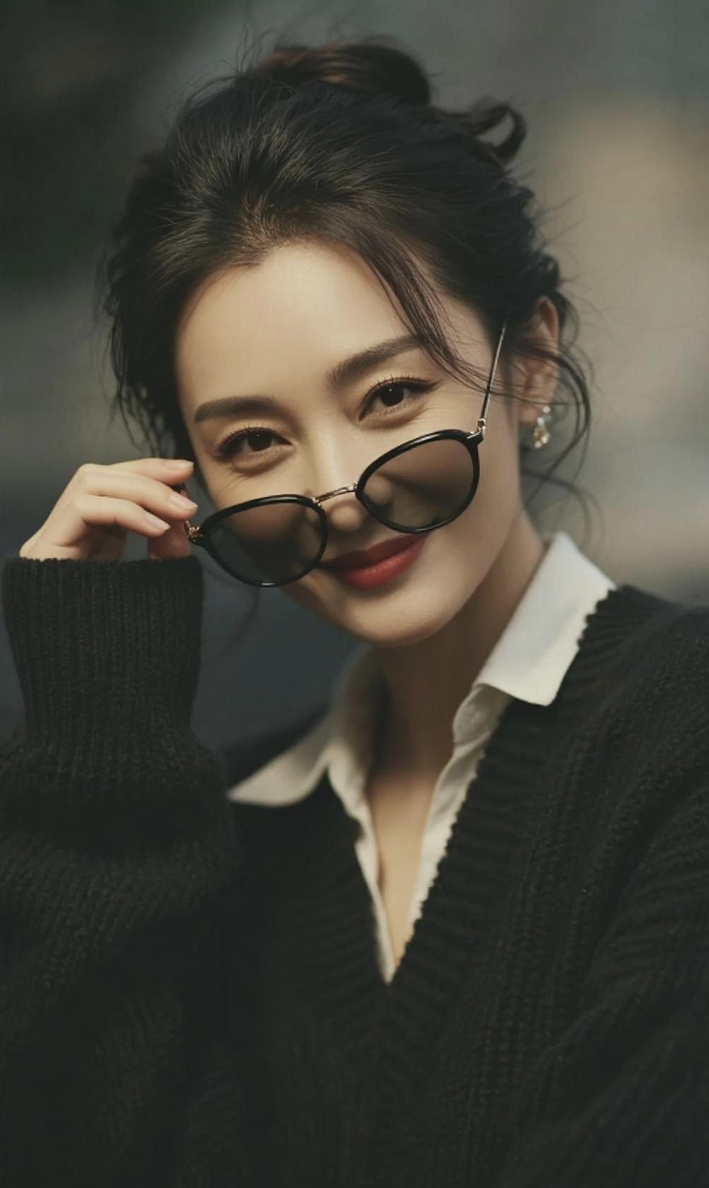 镜中人影，笑语盈盈。