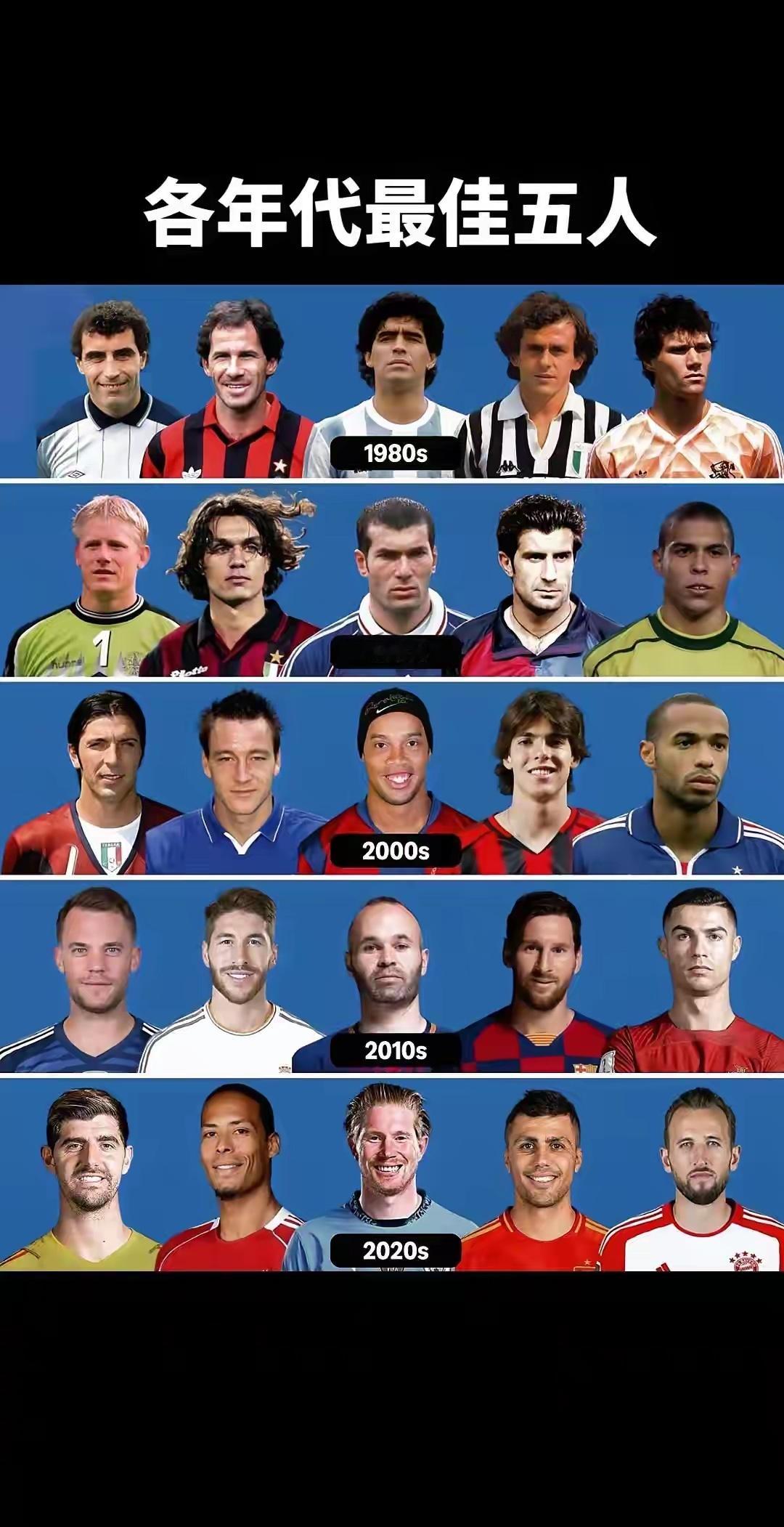 各年代最佳球员踢一场比赛 谁会赢？ 