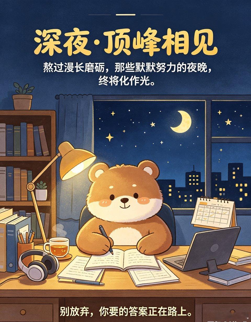 夜色包裹灯火，坚守终有回响。熬过漫长磨砺，终会顶峰相见。 ​​​