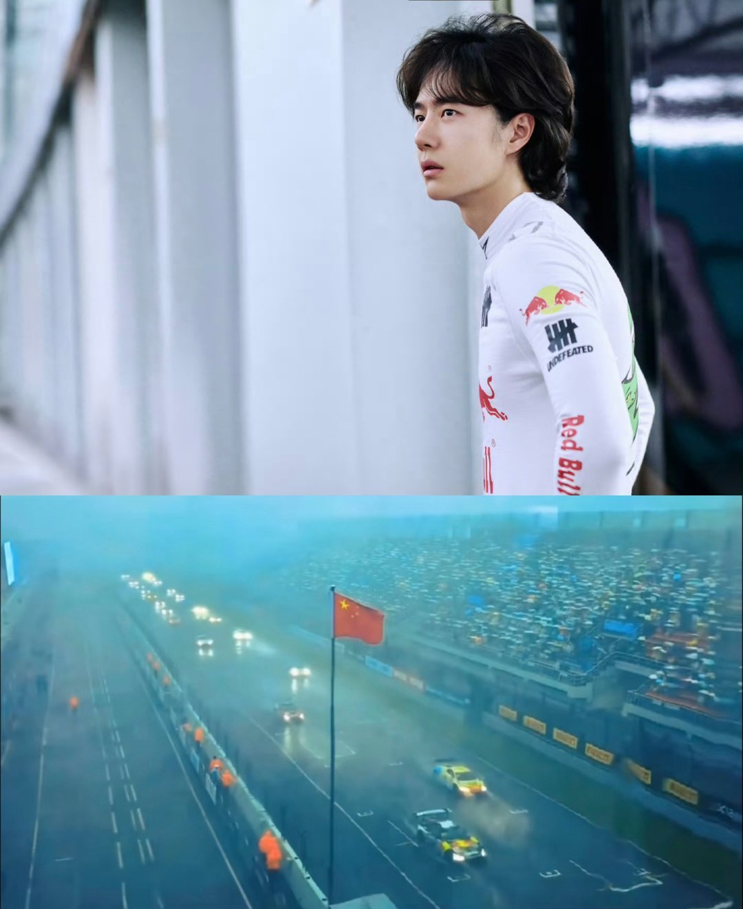 王一博给摩托姐姐点赞了王一博与粉丝雨中双向奔赴 电影拍不出的震撼画面，台风下飘扬