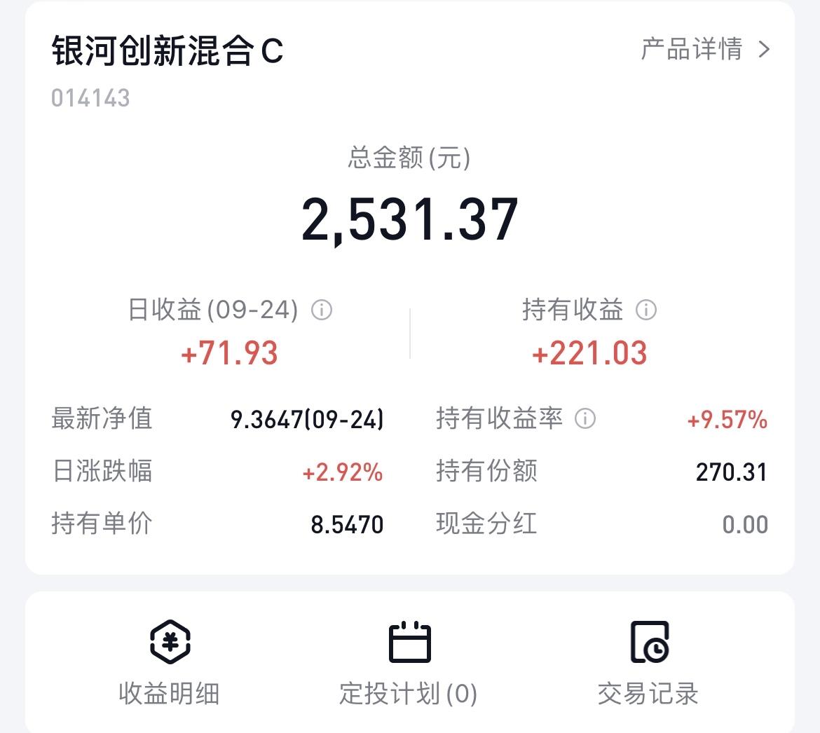 打不过就加入！9 月初买入了半导体基金，到现在已经有接近 10 个点收益了！
