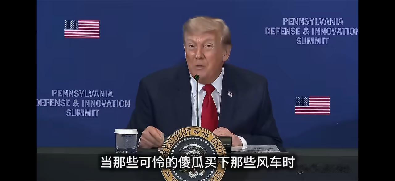 懂王谈风电：“那些可怜的傻瓜买了风力发电，结果损失惨重！”  “风力发电是可怕的