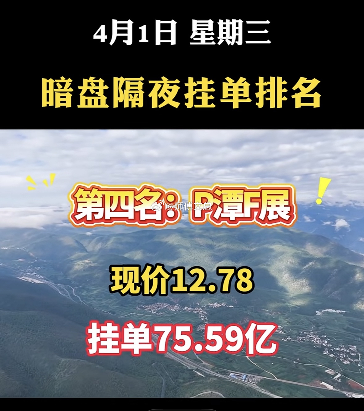 4月1日周三暗盘隔夜挂单排行榜一览表暗盘隔夜挂单可是A股里大资金、专业机构提前布