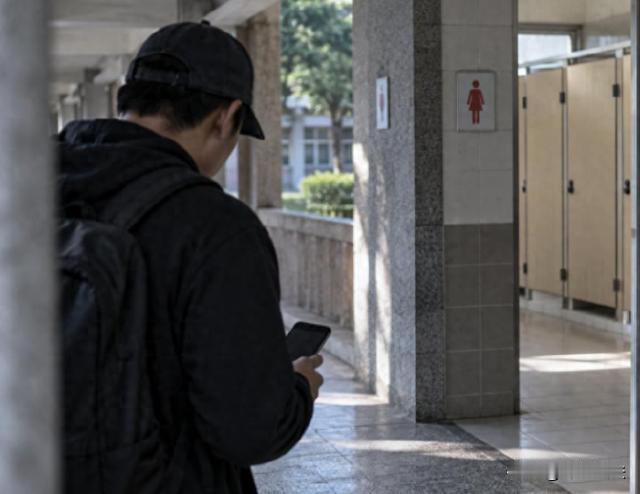 一男子溜进女厕所，对着女童的隐私偷拍，男子偷拍时弄出了动静，孩子察觉到异常，跑出