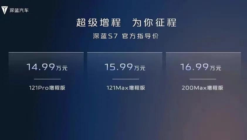 最终价格终于出来了，增程版14.99-16.99万元，纯电版18.99-20.2